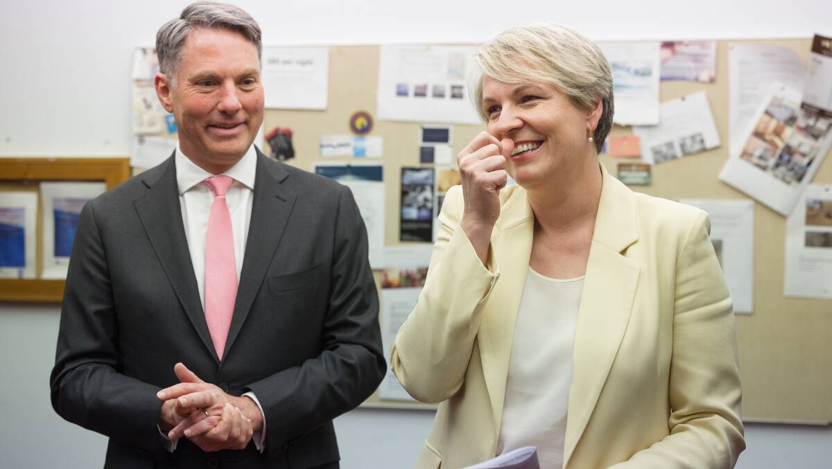 Deputy Prime Minister Richard Marles and Environment Minister Tanya Plibersek earlier this year announcing the return of the 2022 Midwinter Ball. Picture by Sitthixay Ditthavong