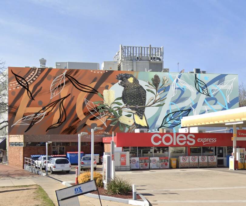 A mock-up of the winning mural on Endeavour House in Manuka. Picture: Supplied