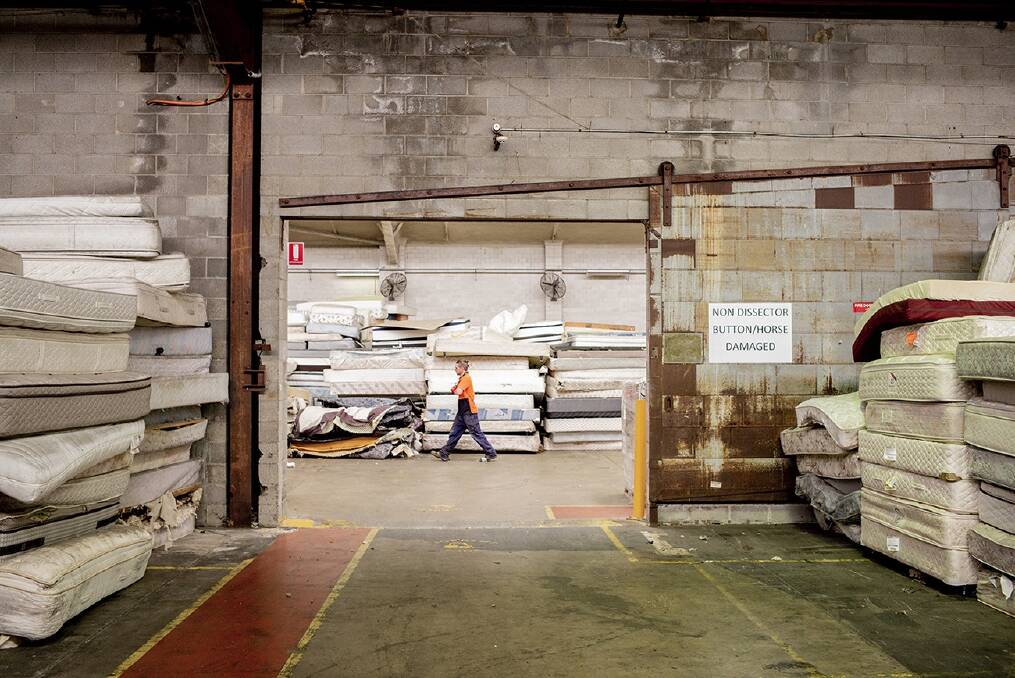 Some of the mattresses ready for recycling. Picture: Tomasz Machnik