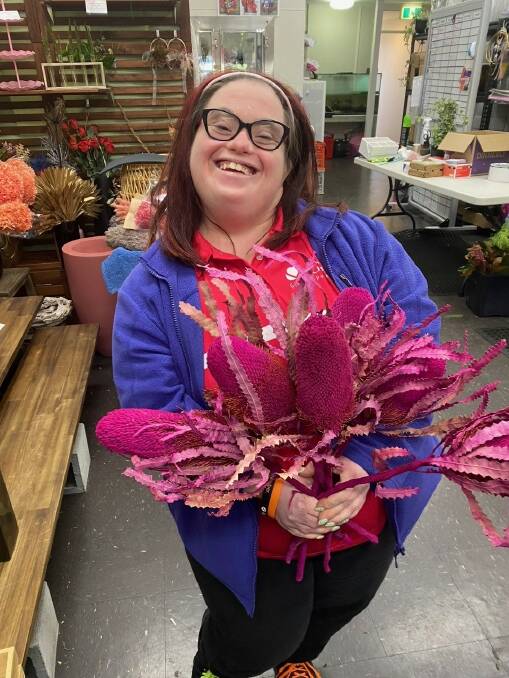 Haylee works at GG's Flowers in Farrer. Picture supplied 
