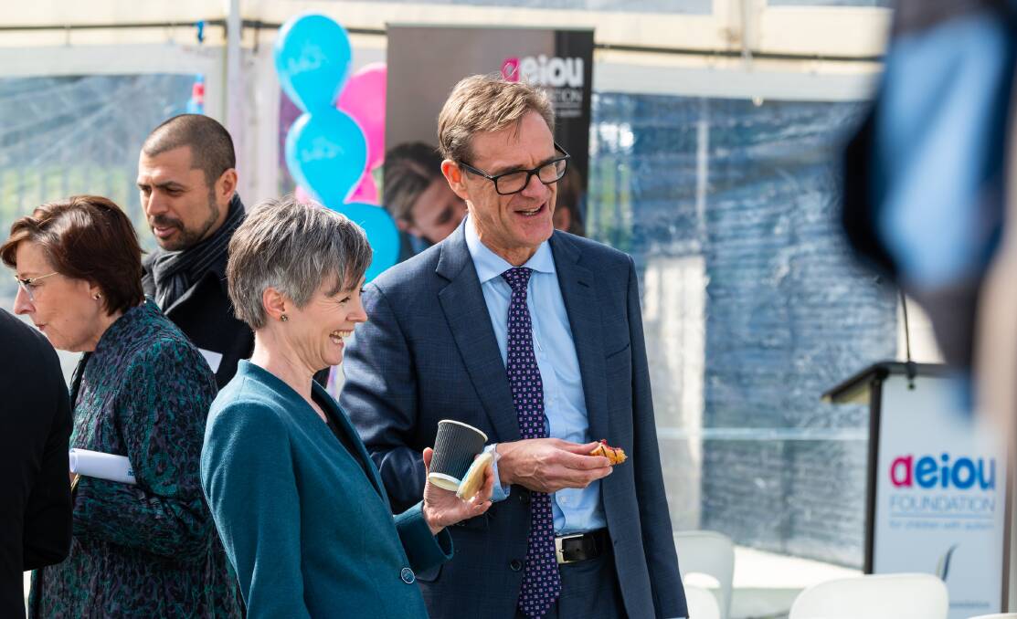 John James Foundation grants and relationship manager Nathalie Maconachie and AEIOU Foundation patron Acting Professor James Morton at Wednesday's official opening. Picture: Paul Champan
