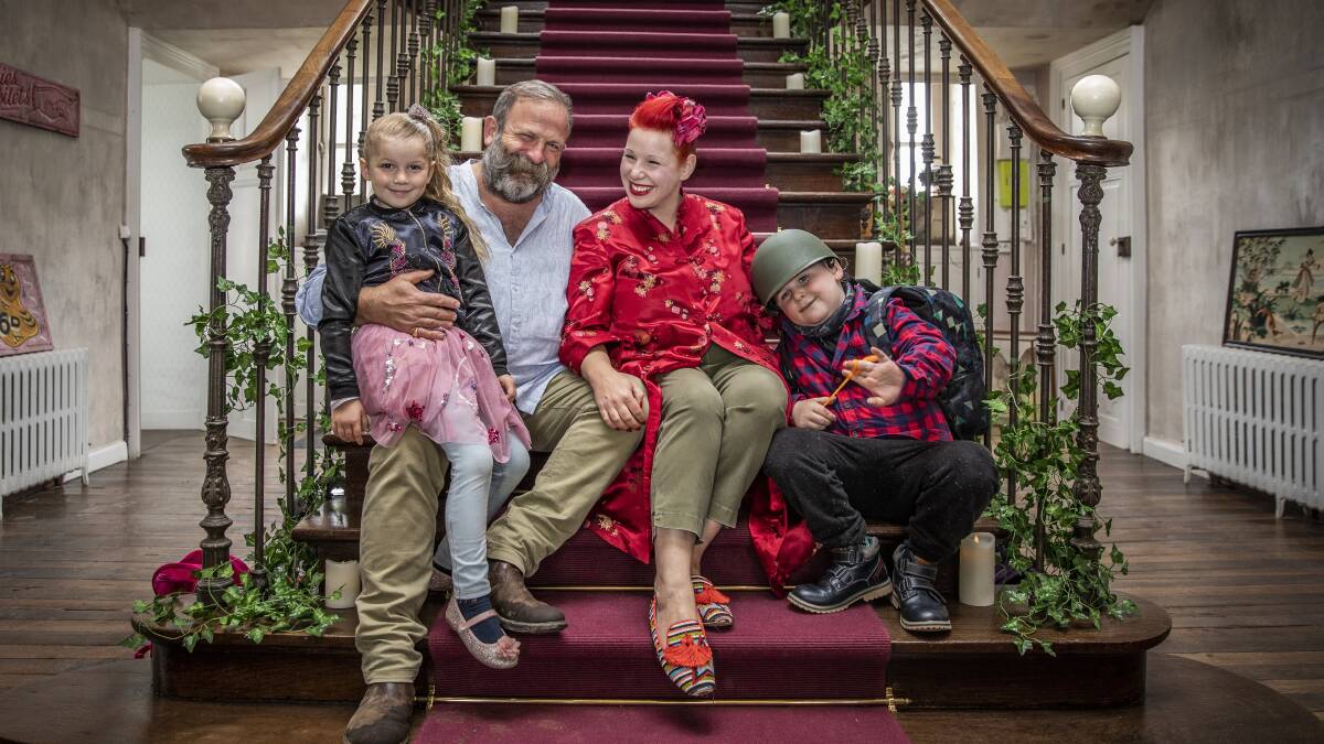 Dick and Angel Strawbridge with their children Dorothy, who is nine in April, and Arthur, who just turned 10. Picture supplied 