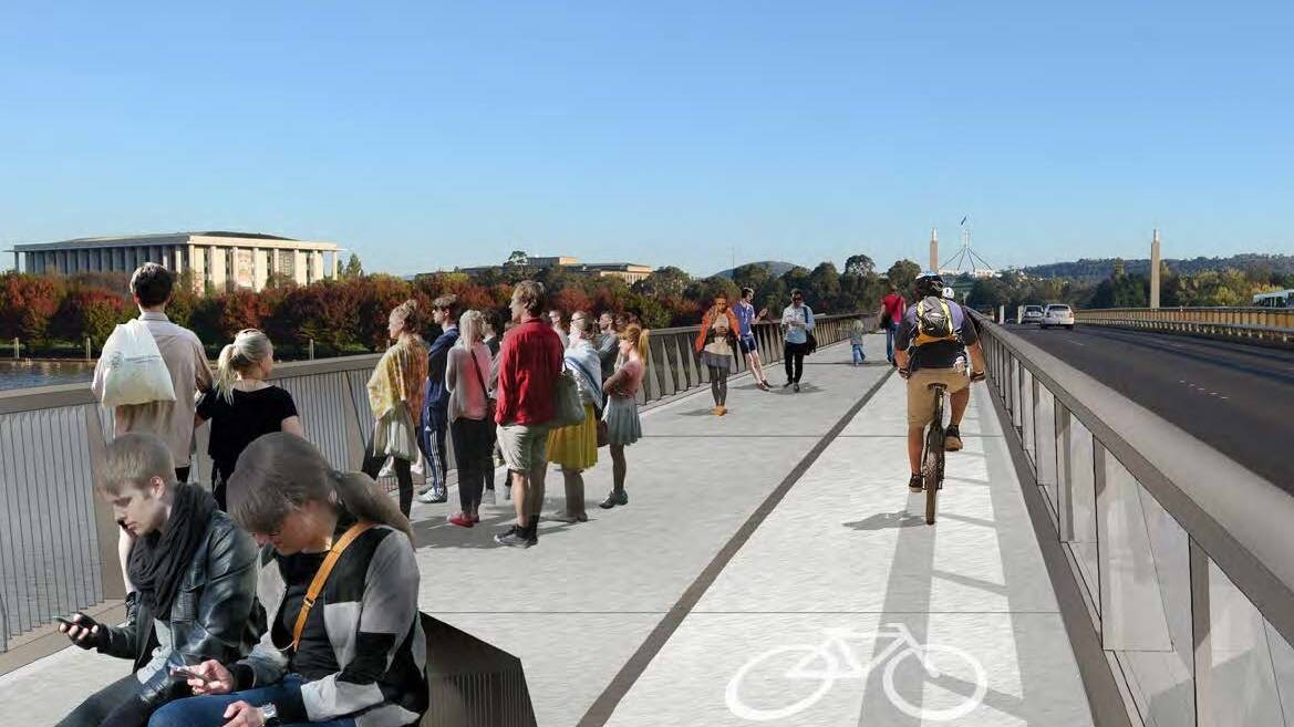 An artist's impression of what the widened footpaths might look like, but a formal design will be released later. Picture supplied