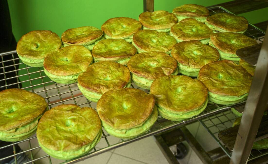 Get 'em while they're hot - the green pies are back at the Vina bakery in Wanniassa for Raiders finals footy. Picture by Keegan Carroll