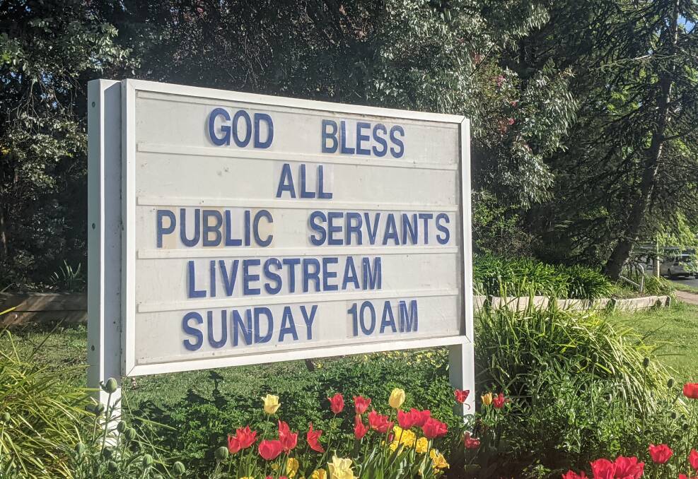 The sign at the church in Lyons. Pictures: Megan Doherty