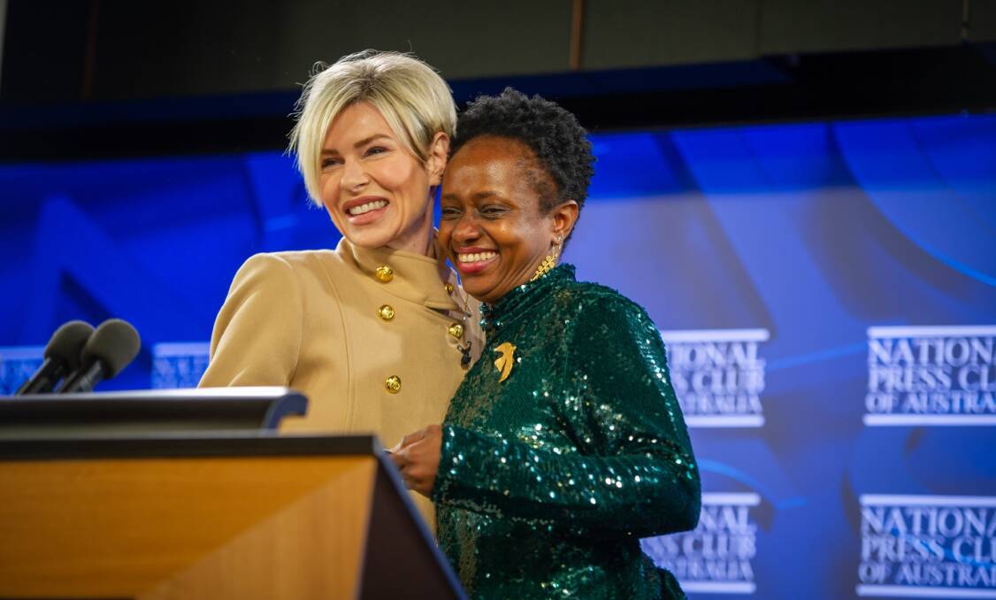 Emma Macdonald with Aminata Conteh-Biger, founder of the Aminata Maternal Foundation, at the National Press Club last month. Picture: Karleen Minney
