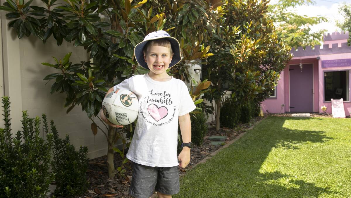 Raring to go: William Potts, 6, at home in Evatt. Picture: Keegan Carroll
