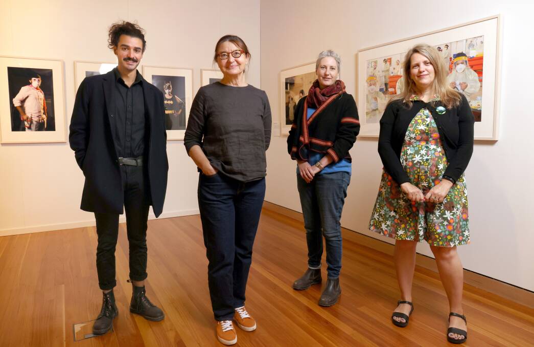 Stronger Together artists at Canberra Museum and Gallery (l-r) Dion Georgopolous, Marzena Wasikowska, Ellis Hutch and Waratah Lahy. Picture by James Croucher