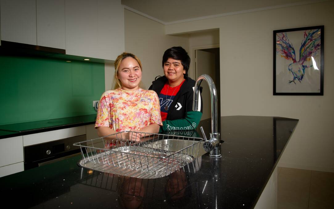 Community services students and partners Cherry Baltazar and Joyce Pacheco, at Kim Ransa's Safe House, doing a placement with Doris Women's Refuge. They have also sought help from the community, as migrant women unable to return to their home country in the Philippines because their family does not approve of their relationship. Picture: Elesa Kurtz