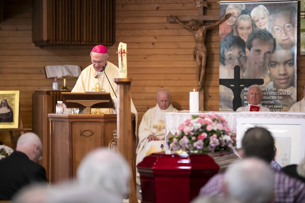 Bishop Pat Power gave the homily at Mrs French's funeral mass yesterday. Picture: Keegan Carroll
