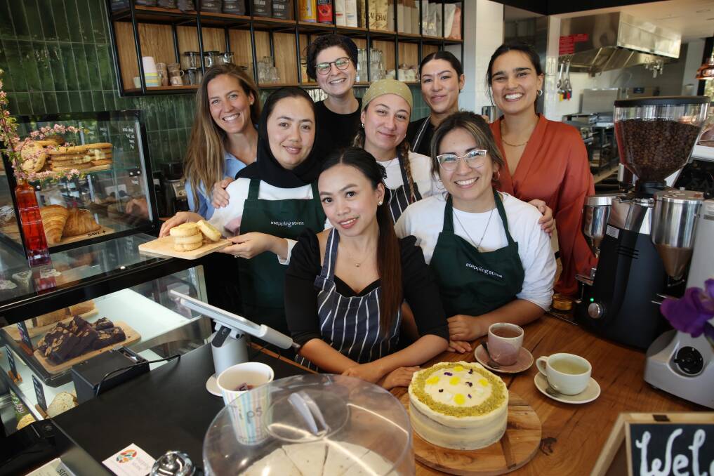 Stepping Stone Cafe staff (back l-r) Belen Rodriguez, Hannah Costello, Daniella Divissi (middle) Masuda Zafari, Gigdem Can, Vanessa Brettell (front) Marichu Montecillo and Celeste Juarez. Pictures by Gary Ramage