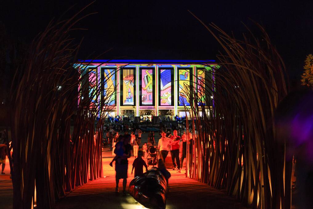 The National Library lit up during a previous Enlighten Festival. Picture: supplied