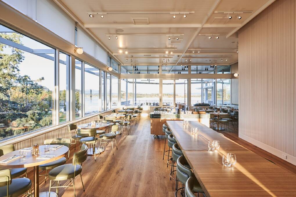 The Walter Cafe at Regatta Point, a light-filled space with views to the lake and Commonwealth Park in comparison to the dark interiors that used to be in the building. Picture: Ash St George