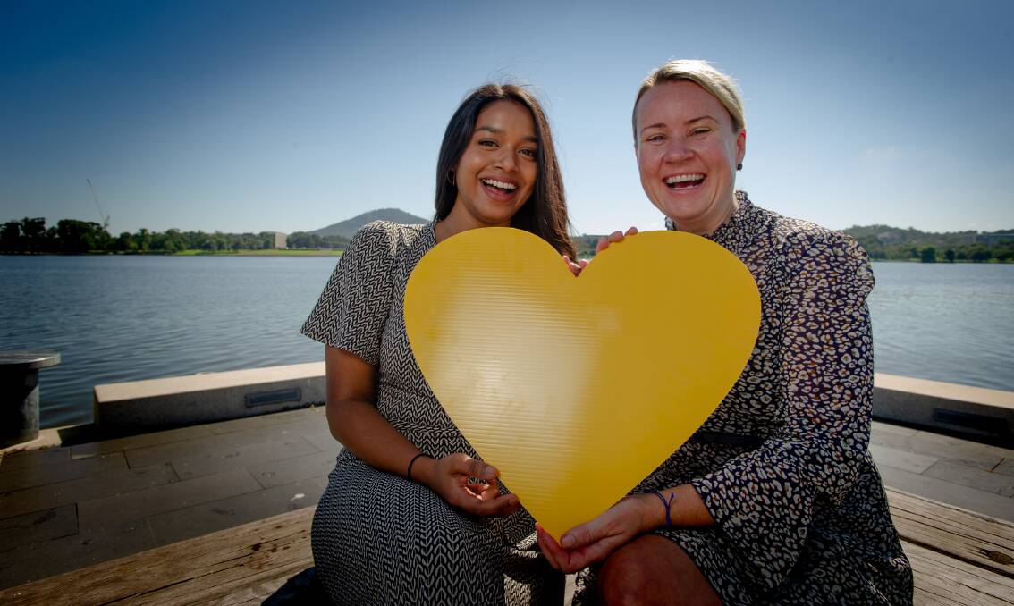 Hartley Lifecare's marketing and communicatioins officer Akshata Giri and Hall markets manager Mel Hugg at launch of Canberra Day Appeal on Thursday. Picture: Elesa Kurtz 