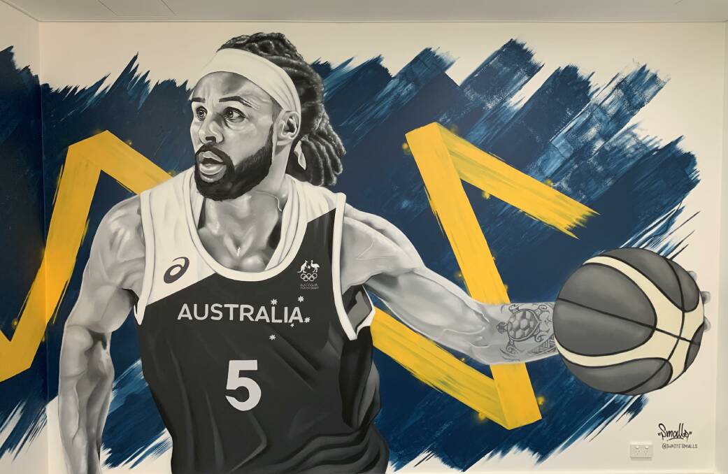 The new Patty Mills mural at the AIS. Picture: Supplied