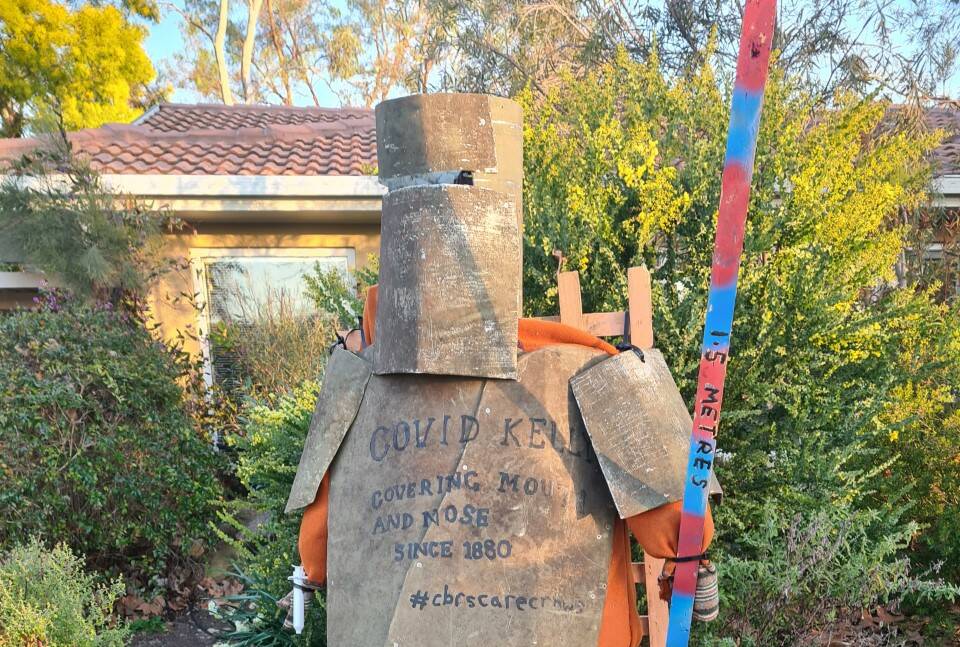 COVID Kelly one of the entries in the Canberra scarecrow competition. Picture: Supplied