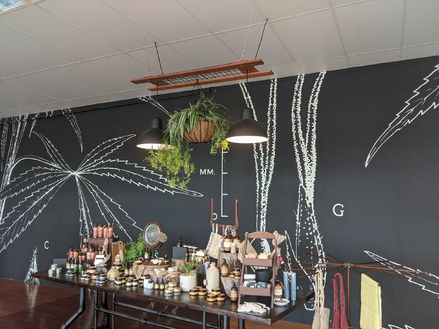 The store's mural was designed by Samantha Small.