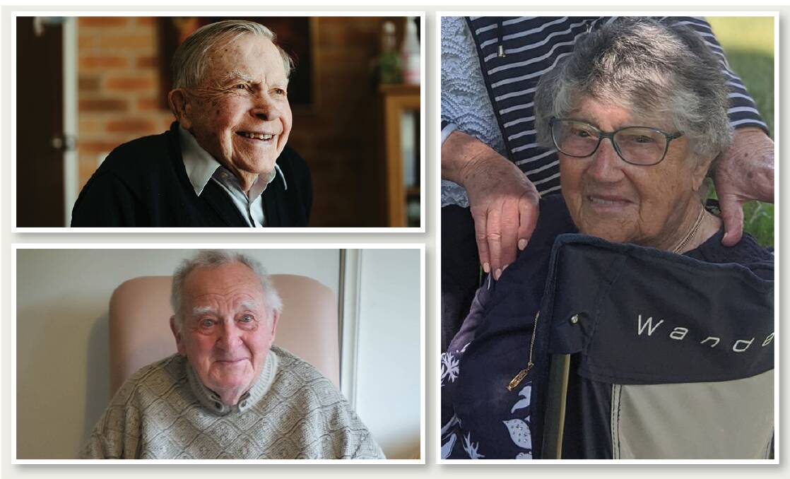 Canberra centenarians I met this year - Malcolm Whyte (top left), Roy Murphy (bottom left) and Freda Ford. 