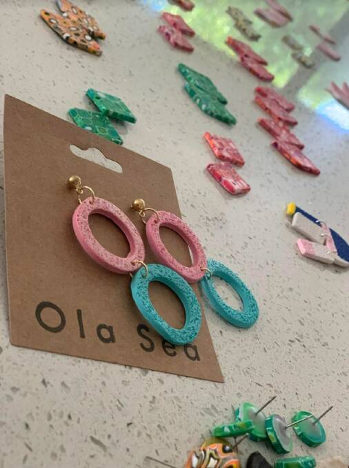 Some of the earrings from 12-year-old Olivia Christian's Ola Sea Jewellery range. Picture: Supplied