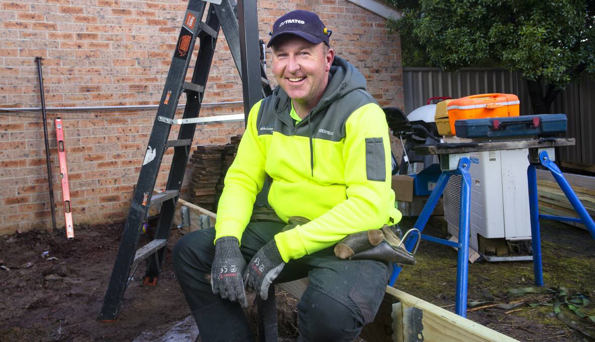 Troy Boots, owner of Canberra company Absolute Outdoor Constructions, got the call-up to help out on The Block. Picture: Keegan Carroll 