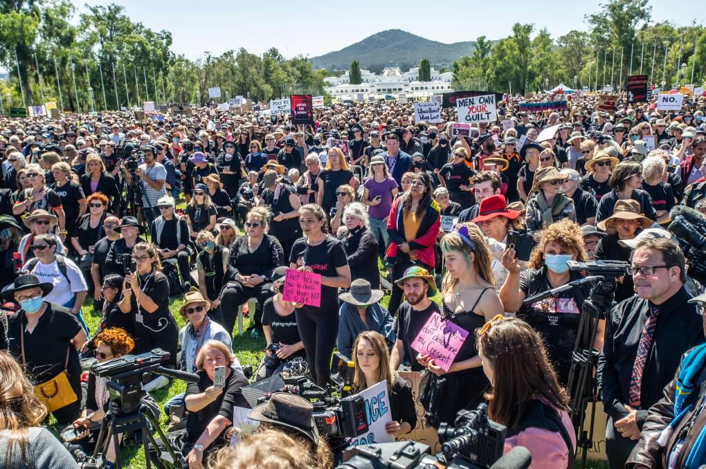 The crowd at Monday's March 4 Justice rally in Canberra. Picture: Karleen Minney