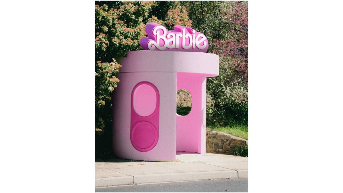 The mocked-up Barbie bus shelter photograph. Picture by snapsbysal
