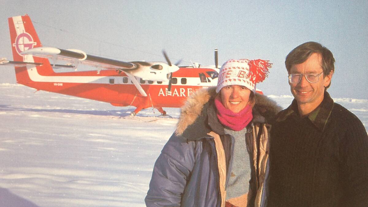 Pip and Dick Smith at the North Pole during his vertical flight around the world, pole to pole, in 1988-89 (above). Picture: Supplied