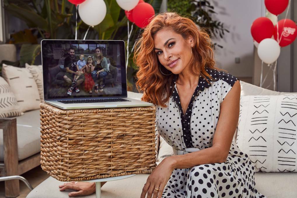 McHappy Day Ambassador Eva Mendes spoke to the Gregg family via Zoom last year. Picture: Supplied