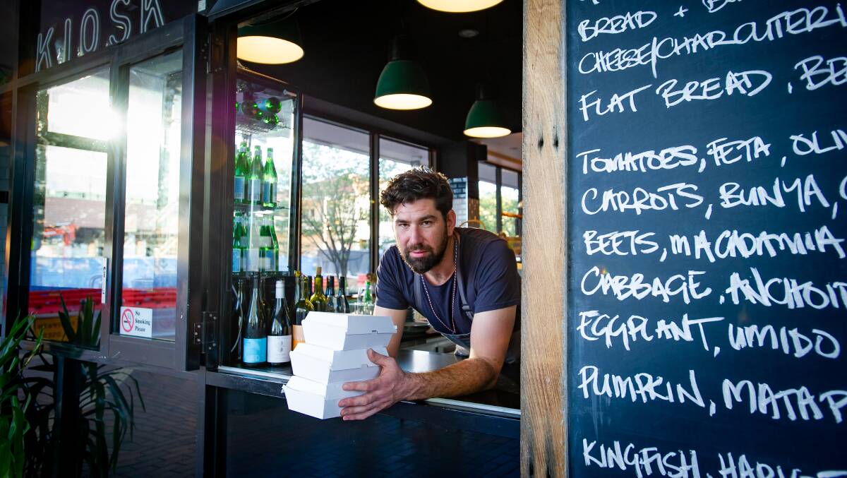 Kiosk in Kingston owner, Louis Couttoupes, offers daily takeaway menu options during the coronavirus crisis. Picture: Elesa Kurtz