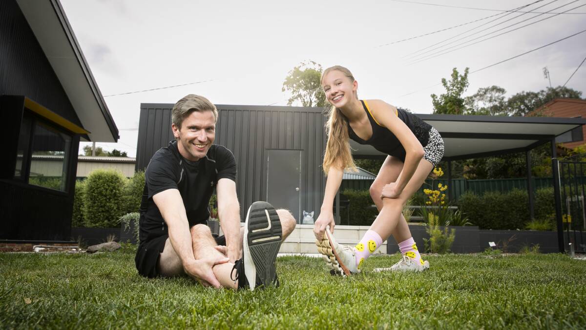Mark Malloy and his daughter Maisie are running at The Canberra Times Marathon Festival to raise money for pancreatic cancer. Picture: Keegan Carroll