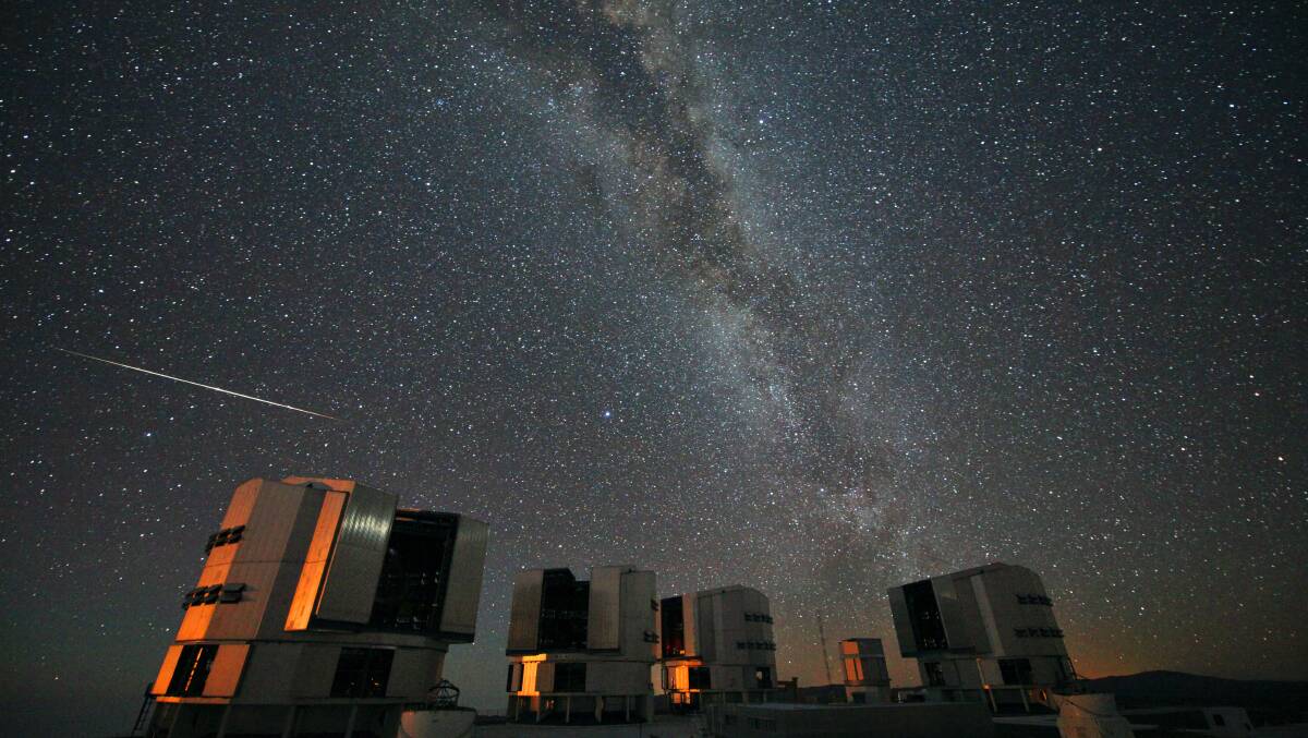 The 2010 Perseid meteor shower and the Milky Way Galaxy over the Very Large Telescope in Chile. Picture: ESO/S. Guisard (sguisard.astrosurf.com)