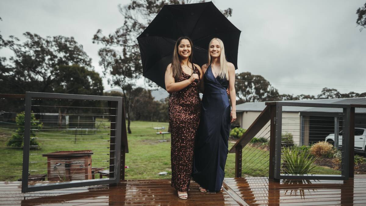 Erindale College year 12 students Ashlee Bryant and Kimberley Shoard are excited for their year 12 formal. Picture: Dion Georgopoulos