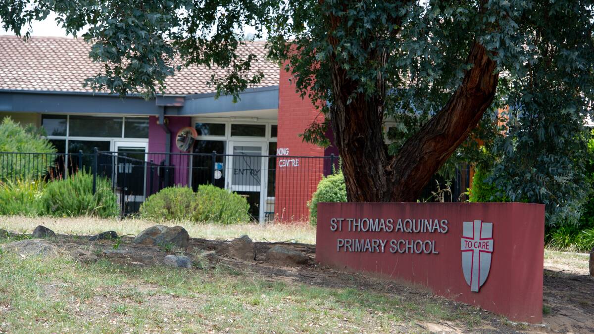 Students at St Thomas Aquinas Primary School were tested for COVID-19 on Thursday. Picture: Elesa Kurtz