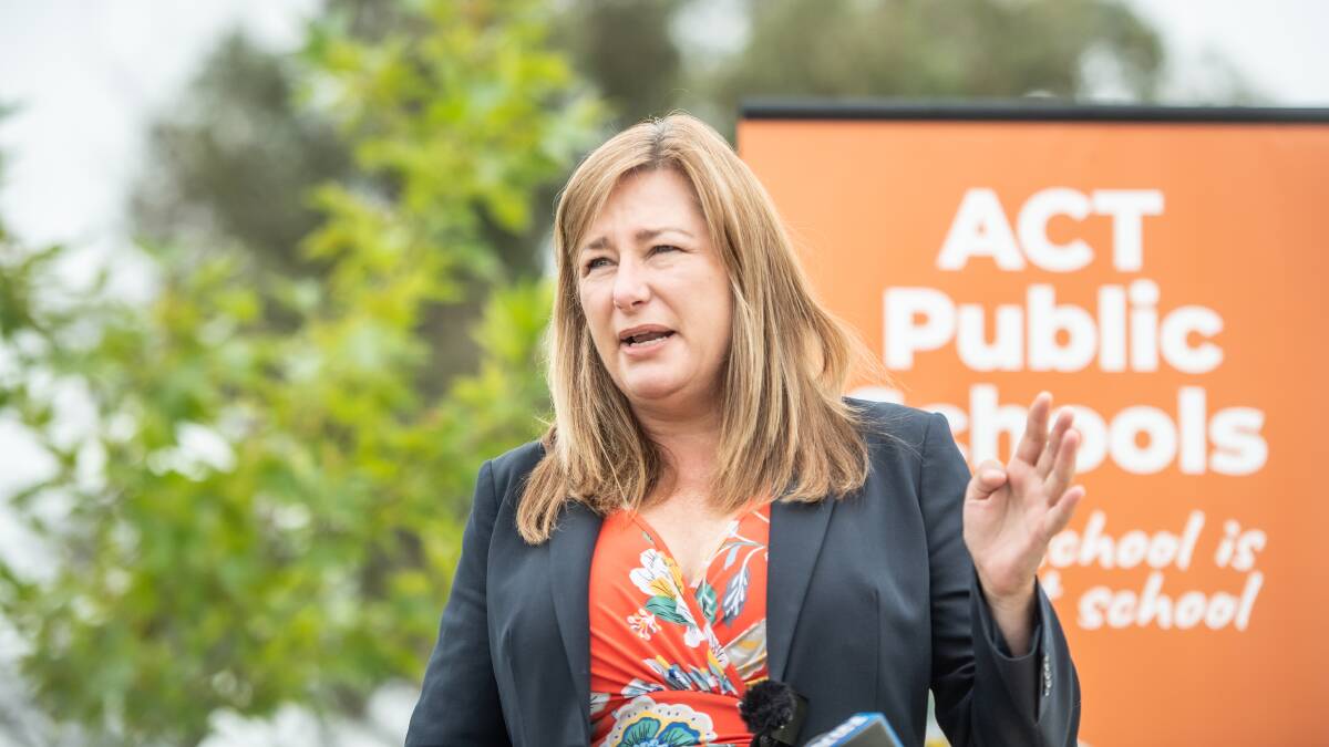 Education Minister Yvette Berry said the Education Directorate had planned for remote learning in case of staffing shortages. Picture: Karleen Minney