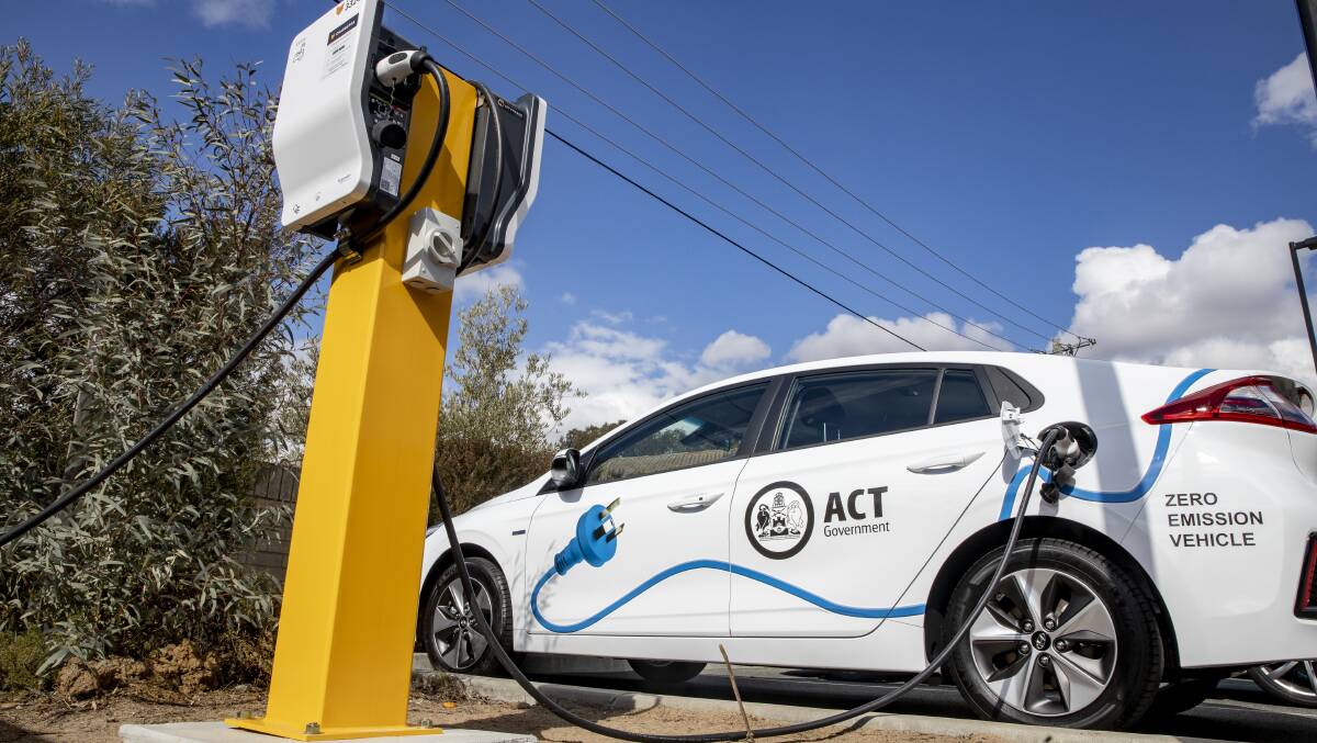 Electric vehicle owners will have access to more charging stations as the ACT government works towards ambitious sales targets for zero emissions vehicles. Picture: Sitthixay Ditthavong