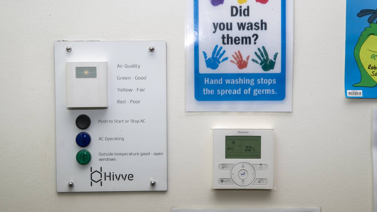 Some schools already have air quality monitors, such as the Hivve transportable classrooms at Majura Primary School. Picture: Keegan Carroll