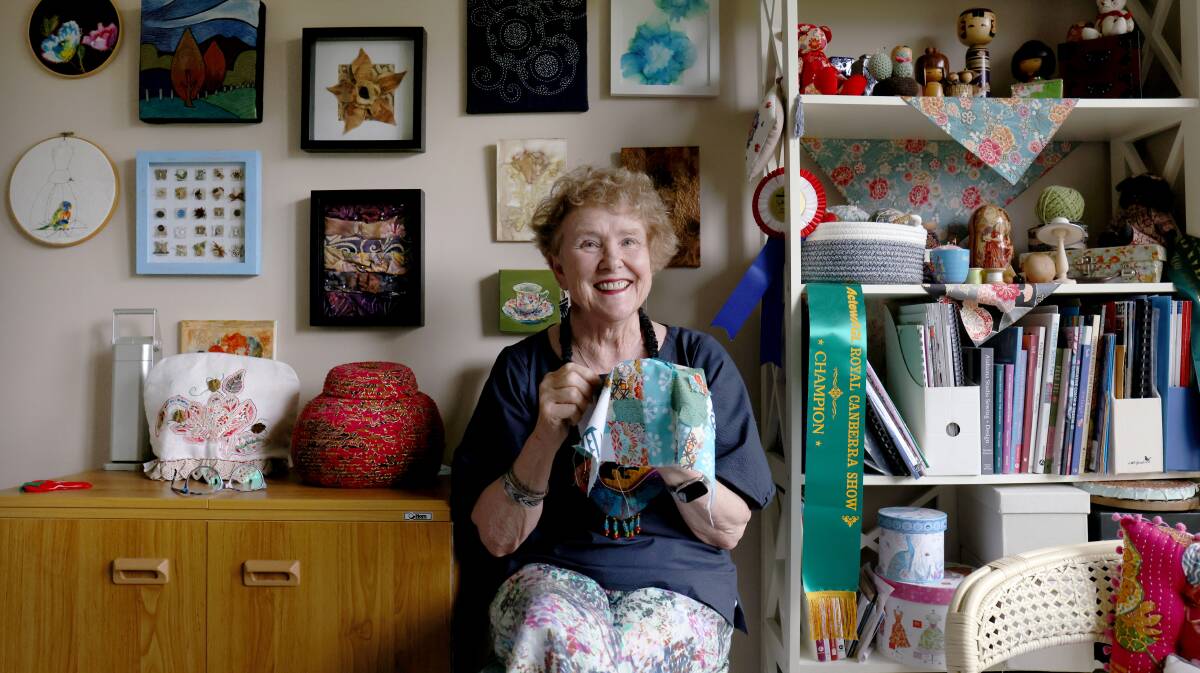 Sue Chapman in her sewing room. Picture by James Croucher