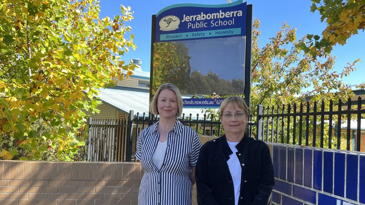 Jerrabomberra Public School P&C president Kylie Prescott and Jerrabomberra Residents Association president Margot Sachse welcomed the reversal of the primary school enrolment changes but want the high school boundaries to also be confirmed. Picture: Sarah Lansdown