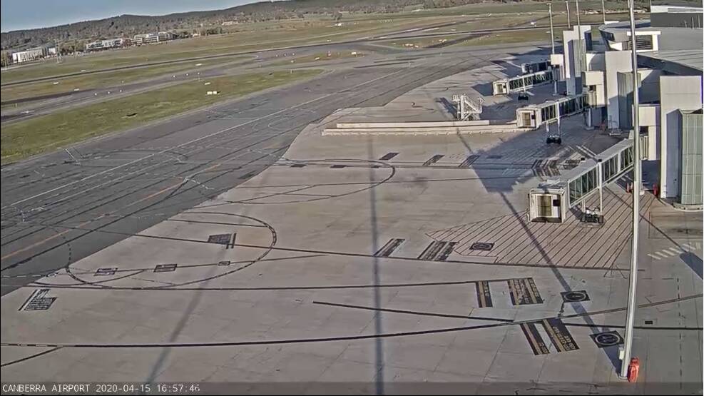 The Canberra Airport live stream showed no aircraft on Wednesday afternoon. 