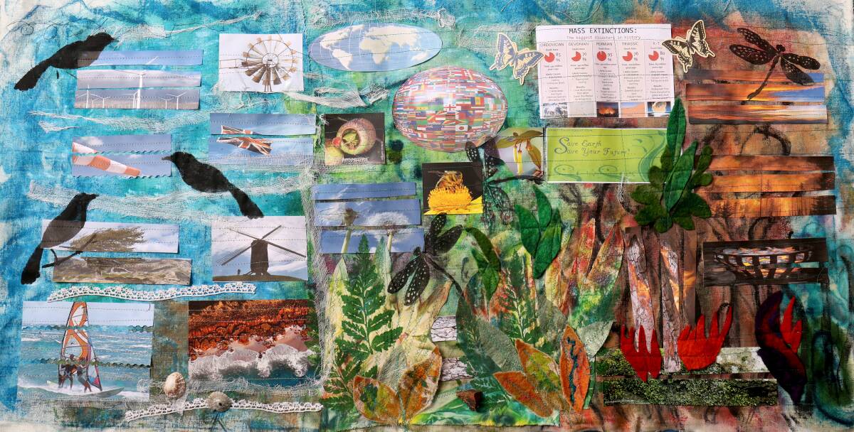 Work-in-progress photo of Susan Chapman's mixed media entry for the earth, wind and fire theme. Picture by James Croucher