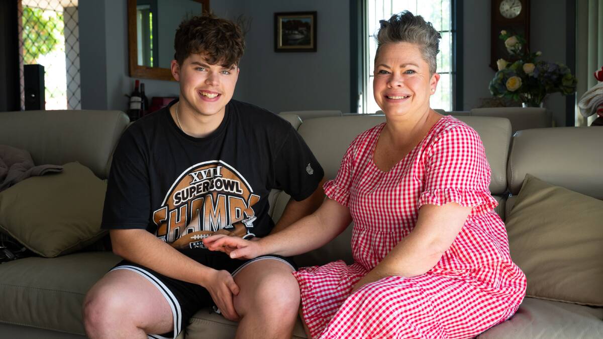 Angus Lange, 18, with mum Sarah Lange. Angus struggled with dyslexia and ADHD in school. Picture by Elesa Kurtz