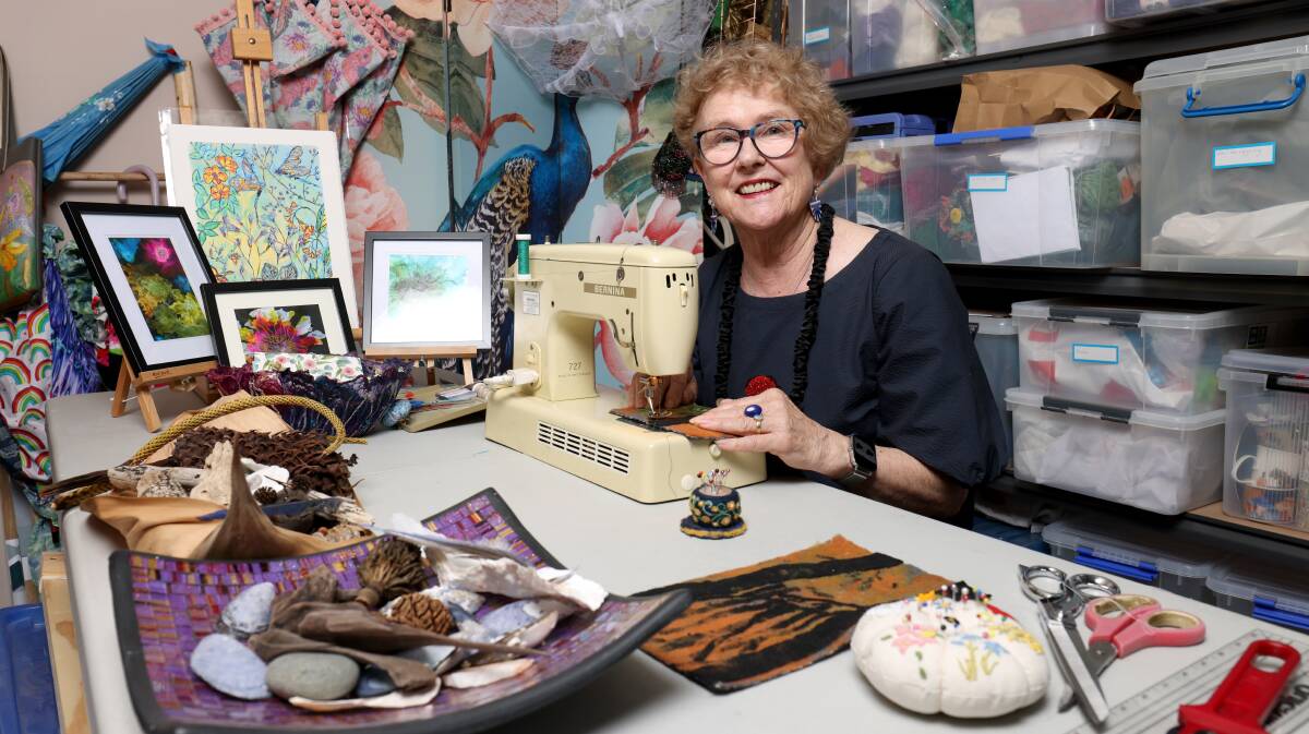 Sue Chapman works on a piece in her craft room. Picture by James Croucher