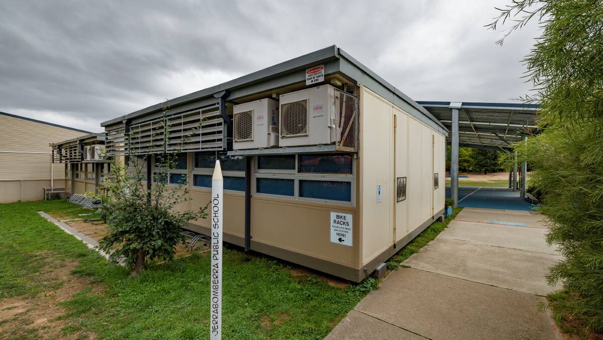 Jerrabomberra Public School has 15 demountable classrooms to cope with its population of about 940 students. Picture: Sitthixay Ditthavong