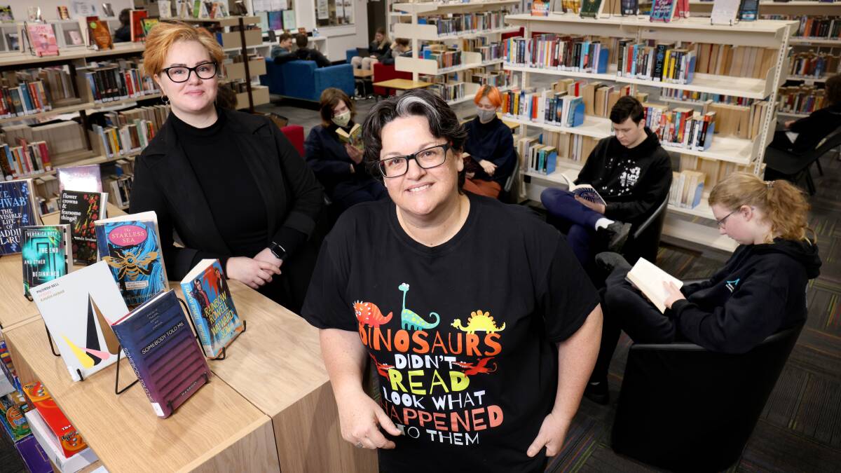 Melba Copland Secondary School teacher librarians Mali Jorm and Lisette Robey follow a student-led approach to managing their libraries. They've seen a huge increase in borrowing as a result. Picture: James Croucher
