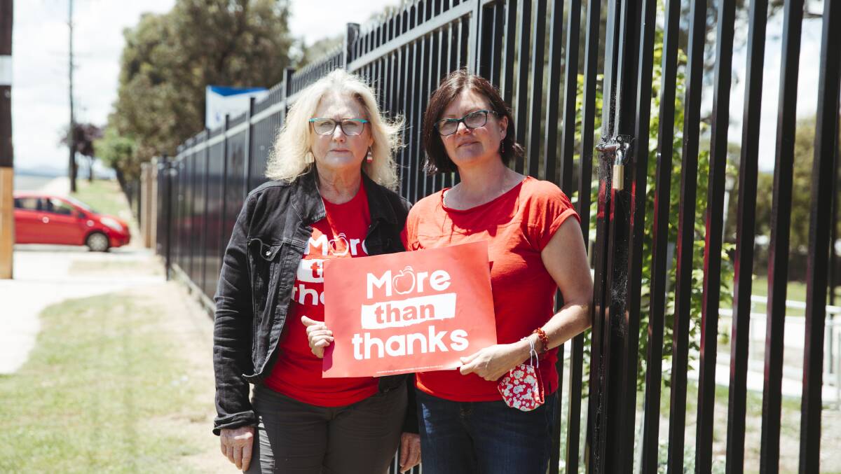NSW Teachers Federation Kelly Bowman and Wendy Leed pictured at Karabar High School. Picture: Dion Georgopoulos