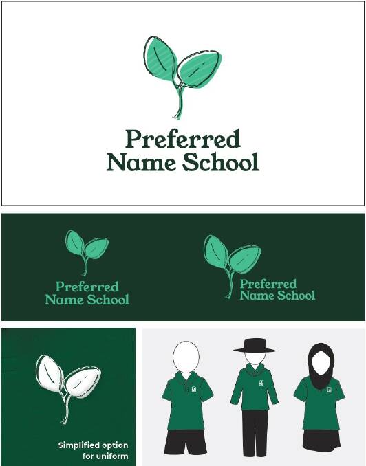 Concept designs for the Eucalyptus leaf-themed logo and uniform. 