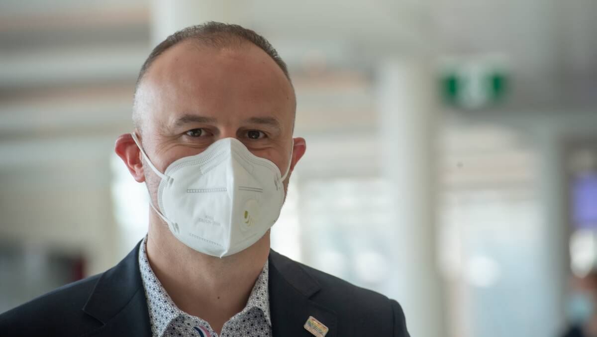 Chief Minister Andrew Barr, who has again encouraged personal responsibility and common sense on the issue of mask wearing. Picture: Karleen Minney