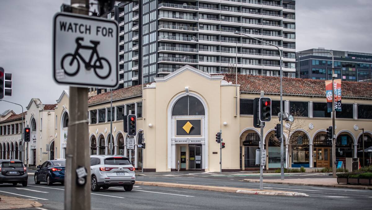 The Commonwealth Bank branch at the corner of Northbourne Avenue and London Circuit will permanently close, marking the end of an era for the Melbourne Building. Picture: Karleen Minney