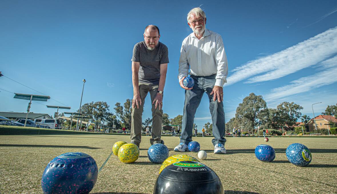 Belconnen Bowling Club secretary Derek Byars, left, and treasurer Tom Wilson both welcome an ACT government grant to revitalise the club's kitchen. Picture: Karleen Minney