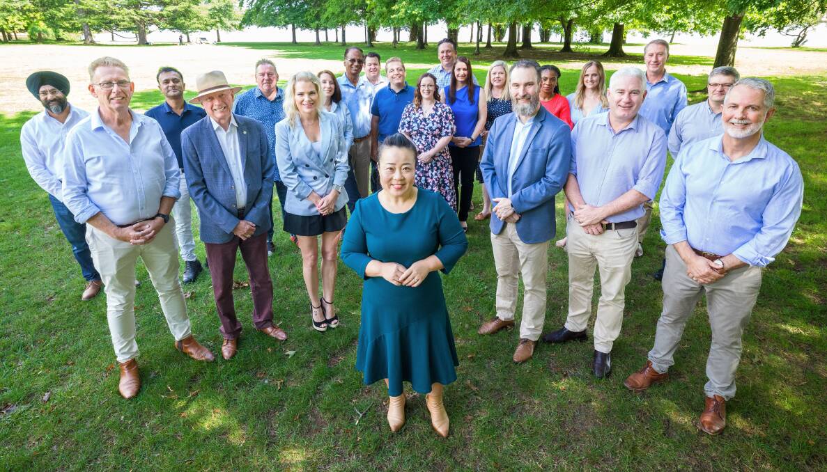 Opposition Leader Elizabeth Lee, front, with Canberra Liberals canddiates running in the October election. Picture by Sitthixay Ditthavong